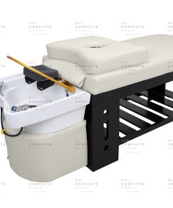 2-in-1 Head Spa Shampoo Bed – Upgrade Size (Black Frame, White Sink)